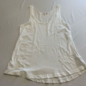 Anthropologie Sundry White Embroidered Stars Racerback Tank Top Size 1 Small New